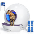 ELS PET Self Cleaning Litter Box for Multiple Cats with 2 Pack Litter, Automatic Cat Litter Box Self Cleaning 60L Large Box, Spaceship Self Cleaning Cat Litter Box App Control & Odor-Free White