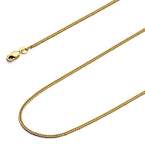 14k Solid Gold Braided Square Wheat Chain Necklace C318