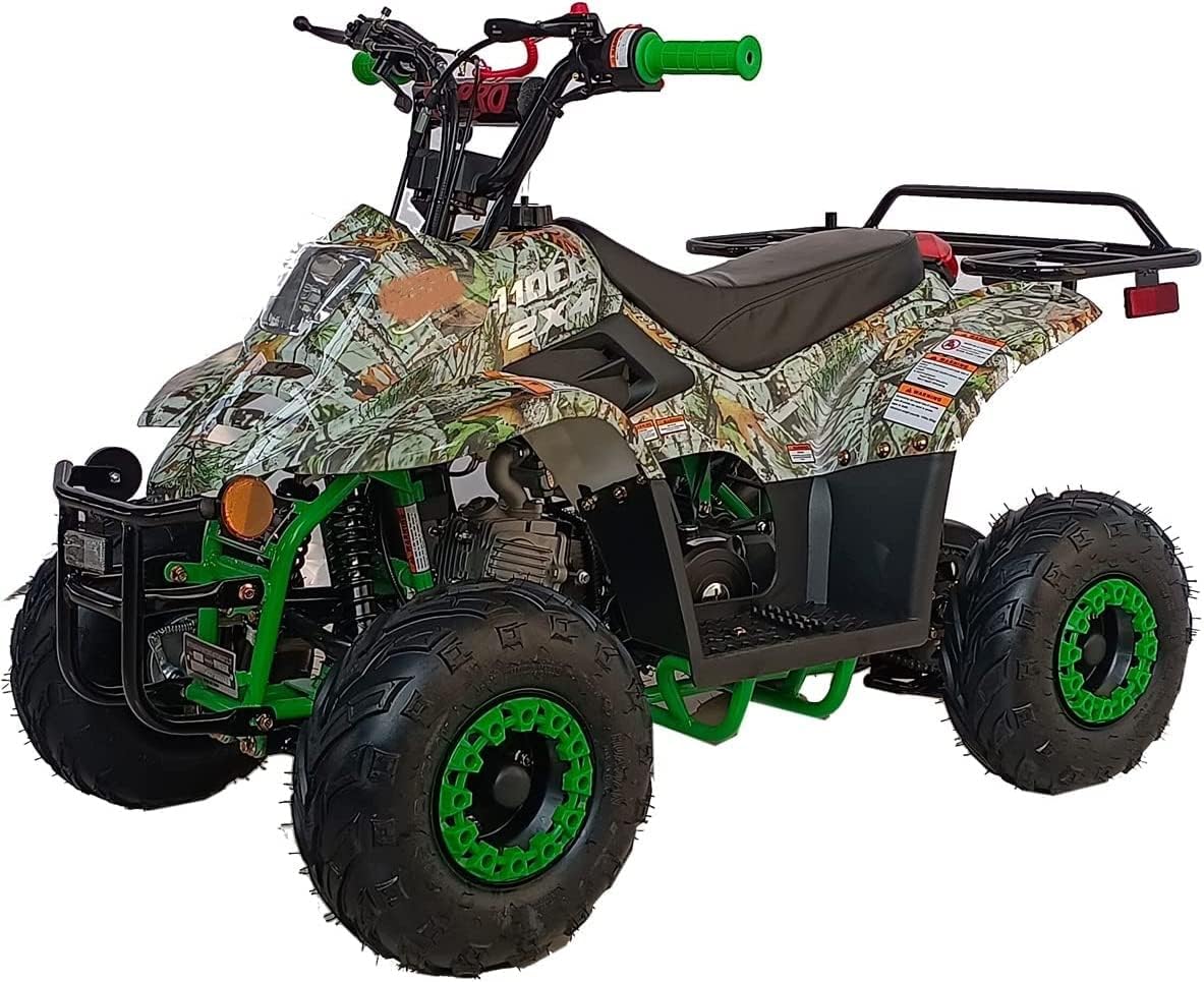 Upgraded 110cc Fully Automatic Gas ATV Youth Strong 4 wheeler for kids Children youth (New Tree Camo color) (Factory Packaged)