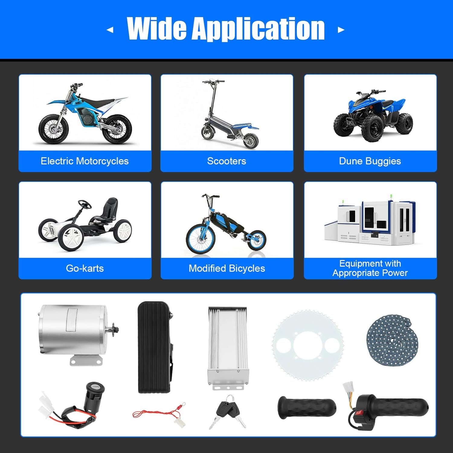 Brushless Motor Kit with Controller and Throttle 48-72V 3000W P628897