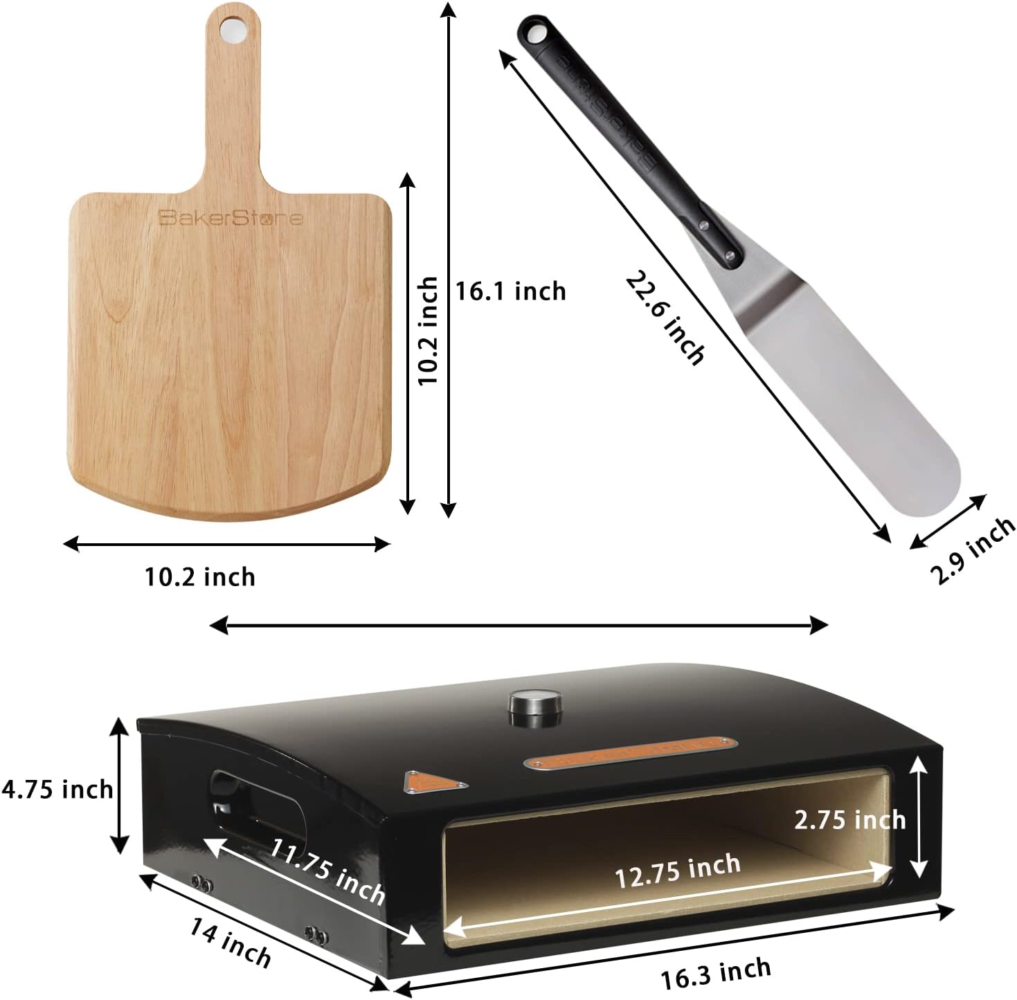 Outdoor Pizza Oven Box Kit for Grill Top with Wood Pizza Peel S537040