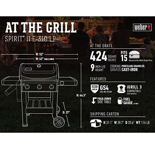 3-Burner Liquid Propane Grill, Black U4161