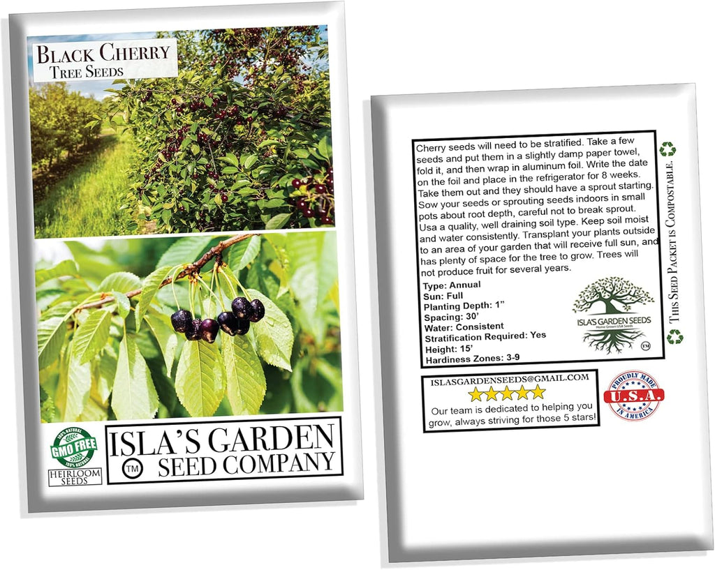 Black Cherry Fruit Tree Seeds for Planting, Non GMO Heirloom, 25+ Seeds J25420