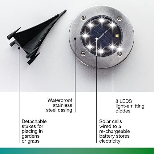 Solar Disk Lights Outdoor, Waterproof LED, Set of 8 X46883
