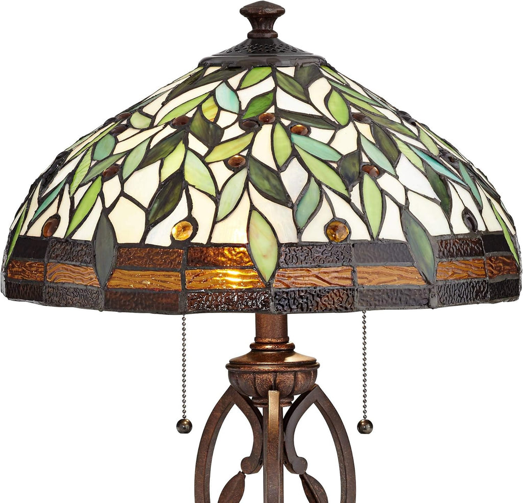 Tiffany Style Table Lamp with Stained Glass Shade and Dimmer X9842