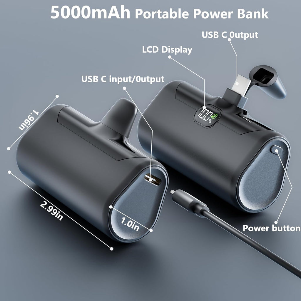 Mini Portable Charger 5000mAh Power Bank 20W USB C Fast Charging with LCD Display X431