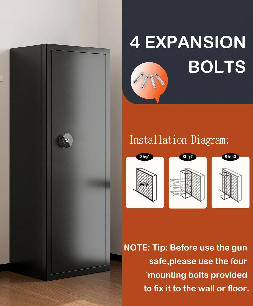 Large Gun Safe for Rifles and Pistols with Fingerprint Lock P557369