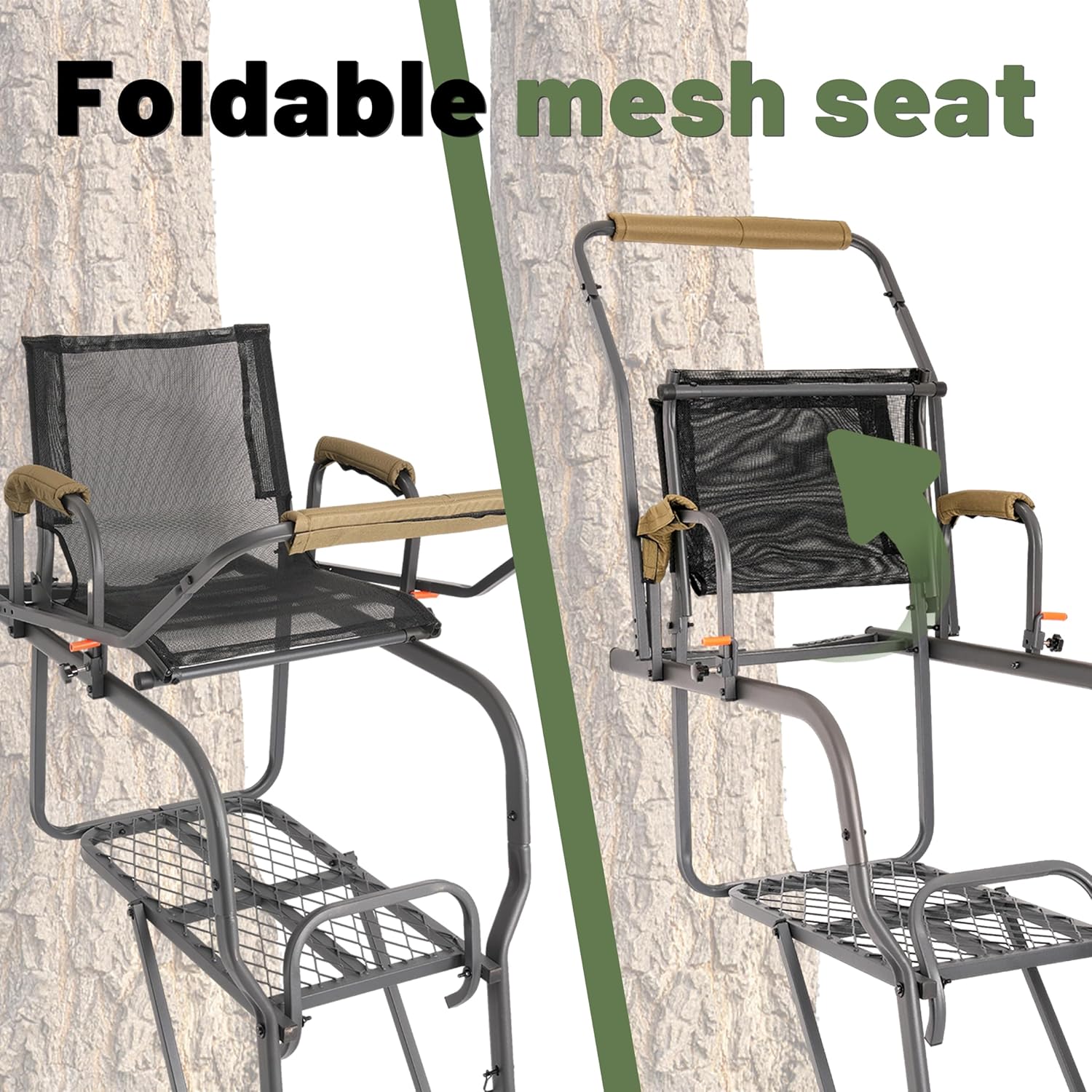 Ladder Tree Stand for Hunting with Mesh Seat Steel Z40000