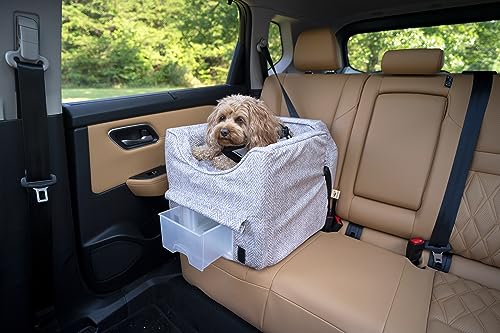 Dog Car Seat with Storage Tray for Small Dogs 0-15 lbs, Removable Washable Cover P250