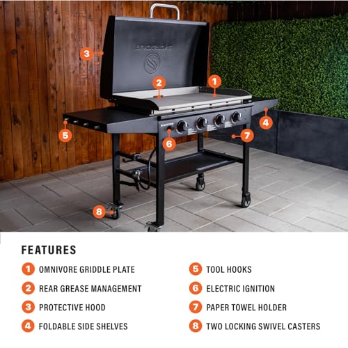 36 Inch Gas Griddle with Hood Cooking Station 4 Burner Flat Top Propane Outdoor U850620