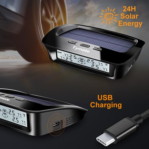 RV Tire Pressure Monitoring System with 4 Sensors, Solar Charge, LCD Display C984049