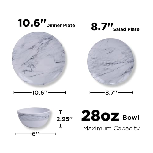 12-Piece Dinnerware Set, Melamine Bowls and Plates, Lightweight for 4, Avocado Green R46798