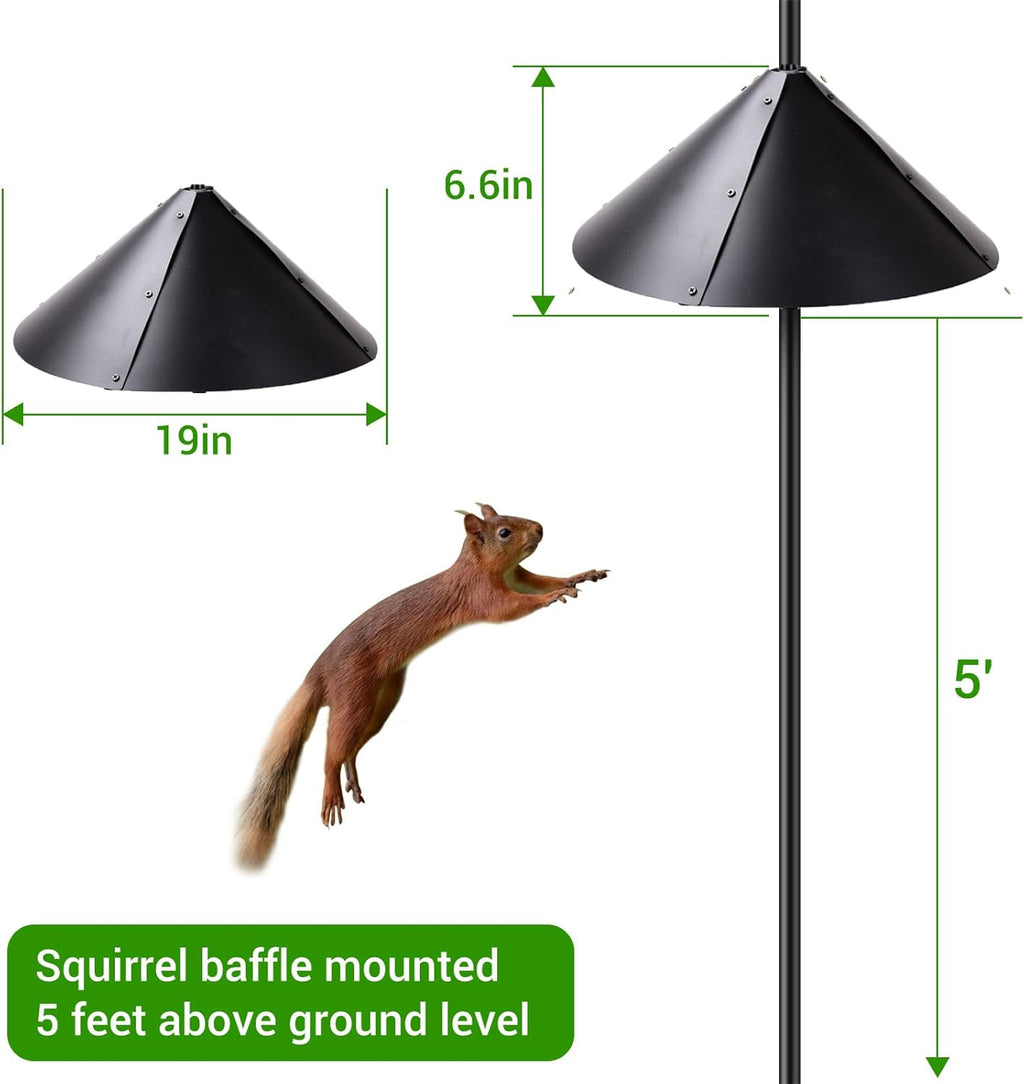 Squirrel Baffle for Bird Feeder Pole, Outdoor Pole Mount Guard, Black Y34434