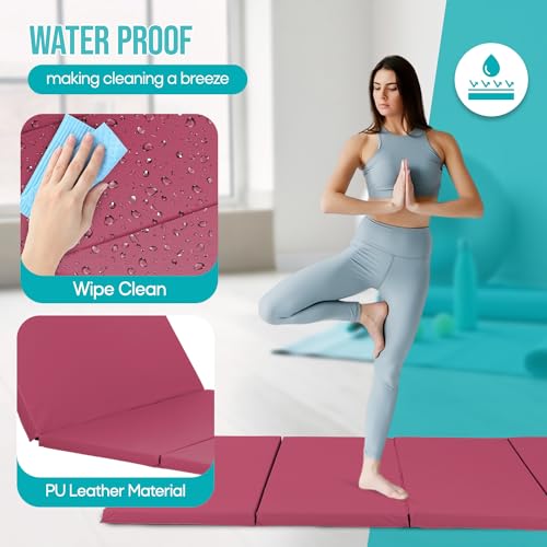 4 Fold Gymnastics Tumbling Mat Extra Thick for Indoor Outdoor Exercise Q623