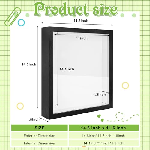 Shadow Box Frame 11 x 14in with Adhesive Tape, Black S782