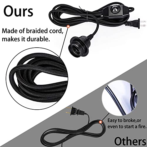 Vintage Plug in Hanging Light Kit, Industrial Pendant Lighting with E26 E27 Socket, 12.14FT Black Cord, 2 Pack G18881