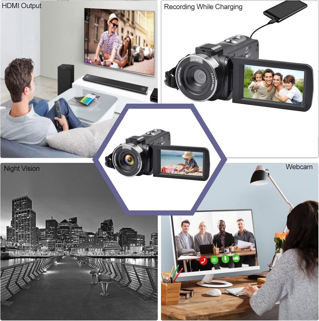 4K 18X Zoom Vlogging Camera with Touch Screen and Night Vision O258