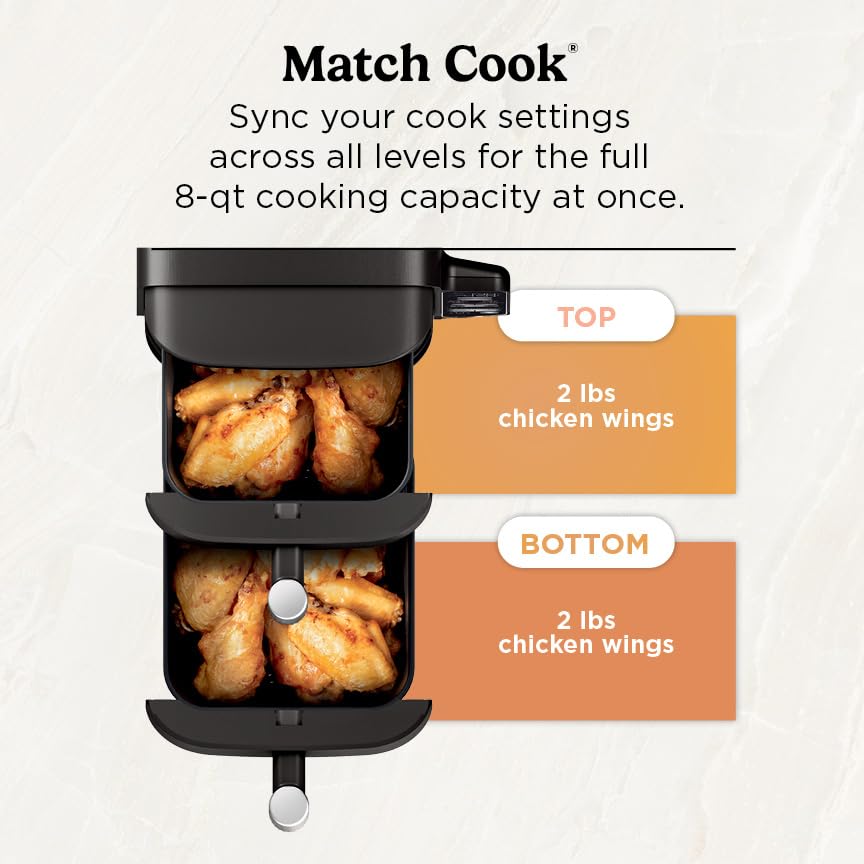 DoubleStack 2-Basket Air Fryer, 8 QT, 6-in-1, Black Z2104