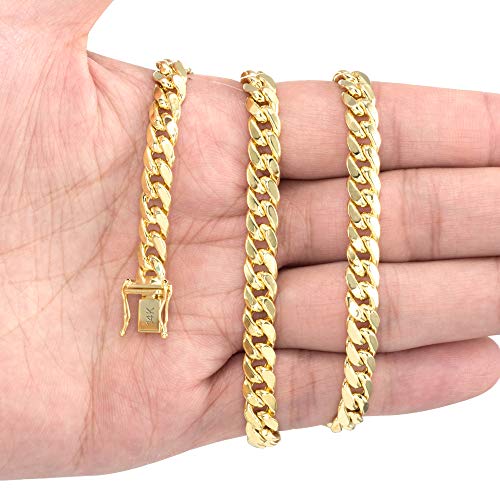14k Yellow Gold 6.5mm Miami Cuban Link Chain Pendant Necklace A4474