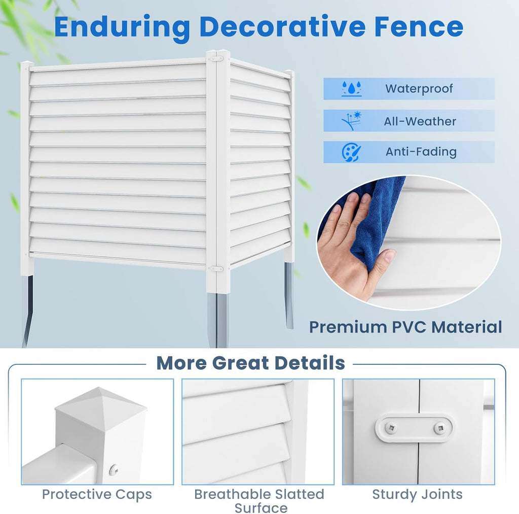 Air Conditioner Fence 2 Panels - 44"W x 45"H Outdoor Privacy Screen with Metal Stakes R881