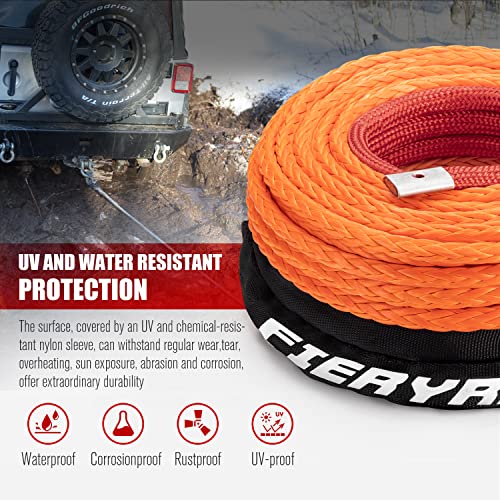 Synthetic Winch Rope 3/8 Inch 100FT with Winch Hook Fairleads for Off Road Vehicles C859168
