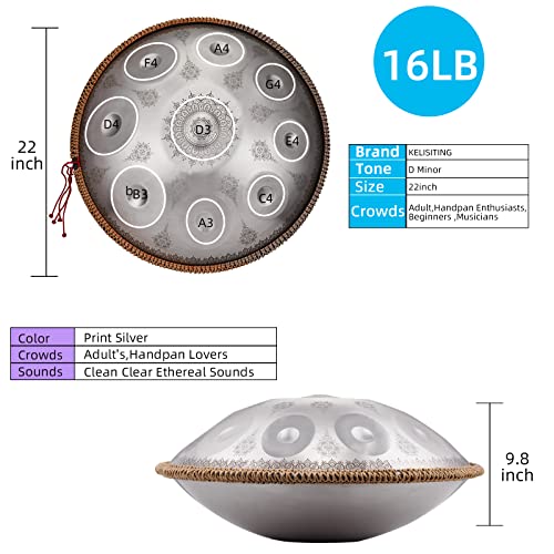 Handpan Drum 22 Inches D Minor Kurd, 10 Notes G2130