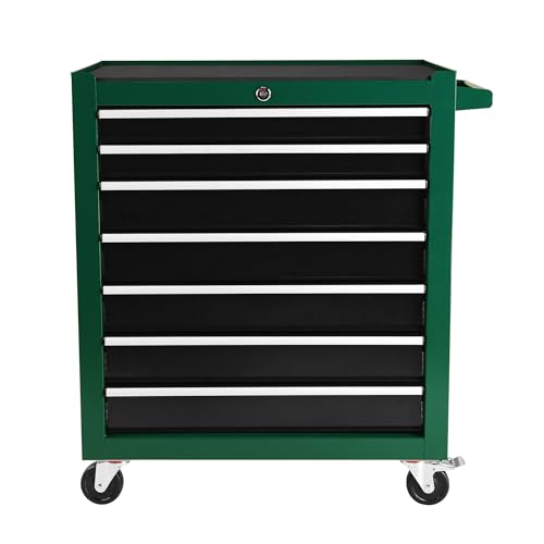 5 Drawers Rolling Tool Chest Cabinet with Wheels, Tool Storage Cart and Tool Box Organizer with 7 Extra Storage Boxes for Garage, Warehouse and Workshop, Blue & Grey