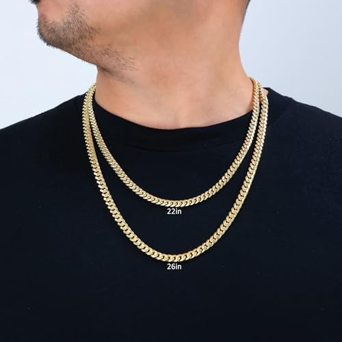 14k Yellow Gold 6.5mm Miami Cuban Link Chain Pendant Necklace A4474