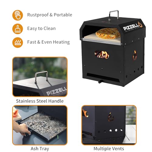 Outdoor Pizza Oven Wood Fired with Pizza Stone and Cover L85153