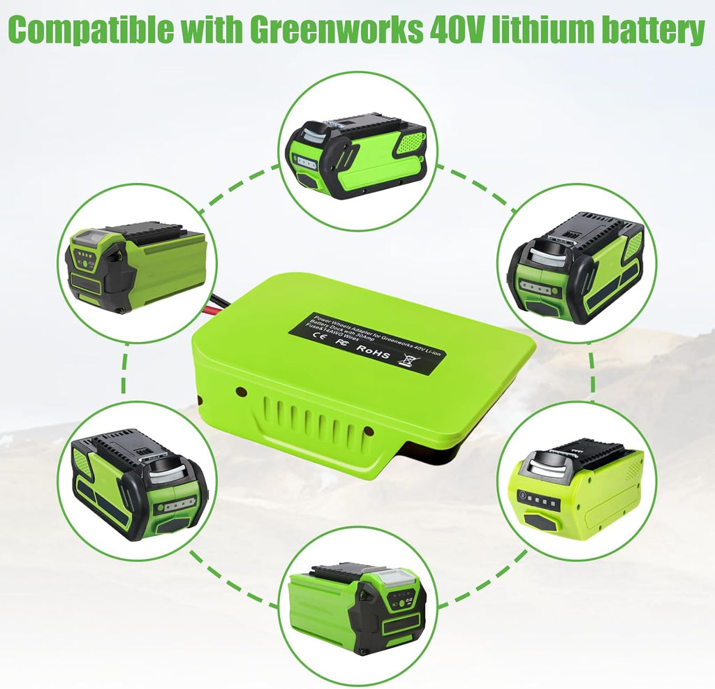 40V Lithium-ion Battery Power Wheel Adapter with Fuse and Switch U26592