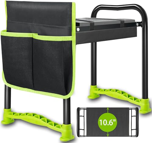 Garden Kneeler and Seat, 10.6" Multifunctional kneeler & seat 2024 Upgraded, Kneeler and Stool for Gardening, Garden Bench with Handle Tool Bag, Gift for Women Mother Senior, Protect Knee and Back