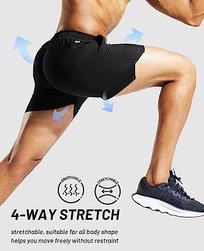 Men's 5 Inch Running Shorts with Pockets Quick Dry Lightweight E691803