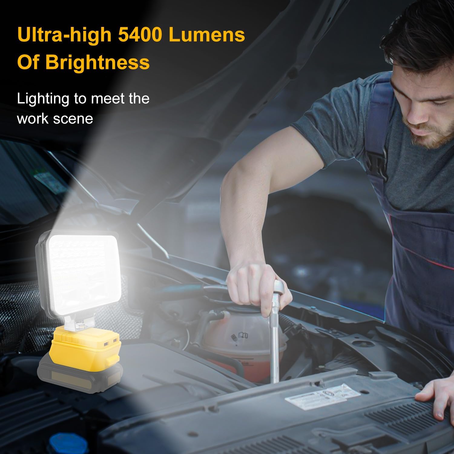 Cordless LED Work Light with Dual Charging Port for Job Site Lighting N465