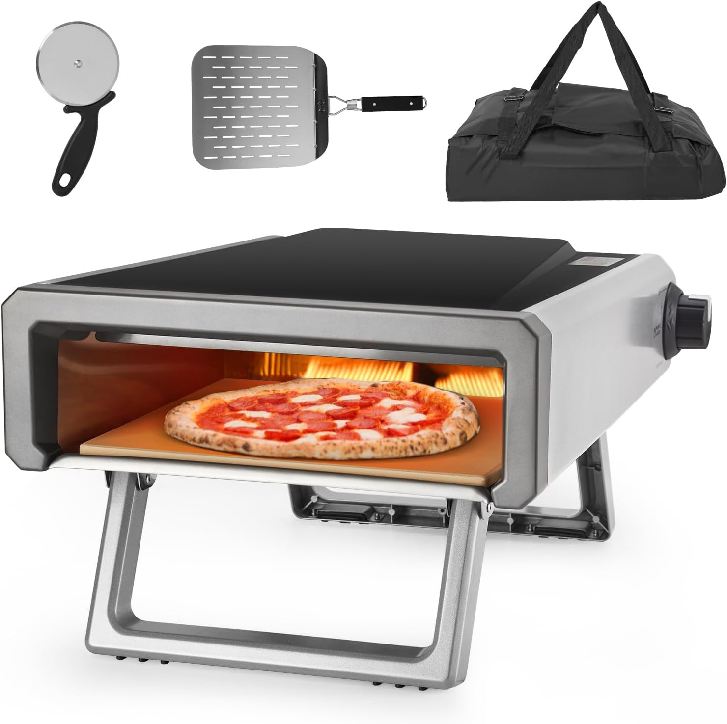 Pizza Oven Outdoor Gas Propane Portable Pizza Ovens, 12” Stainless Steel for Outside Backyard Kitchen Camp With Accessories Kit