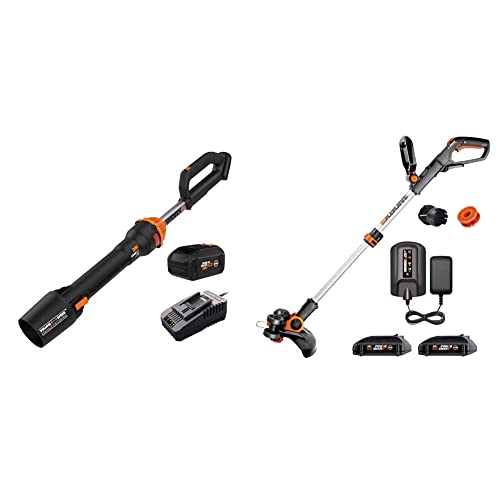 Worx 40V Cordless Leaf Blower & String Trimmer/Edger Bundle with Batteries & Charger