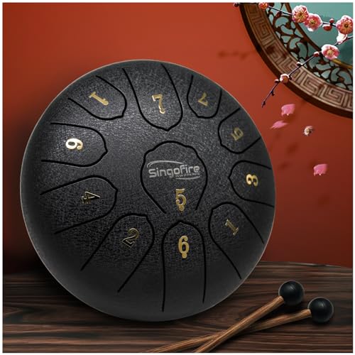 "SINGOFIRE" Handpan Drum, Handpan Drums for Adults, 22-Inch 10-Notes 440Hz D Minor Kurd Handpan, HandPan Instrument with Soft Handpan Bag, 2 Handpan Mallets, Handpan Stand and Dust-Free Cloth (Gold)