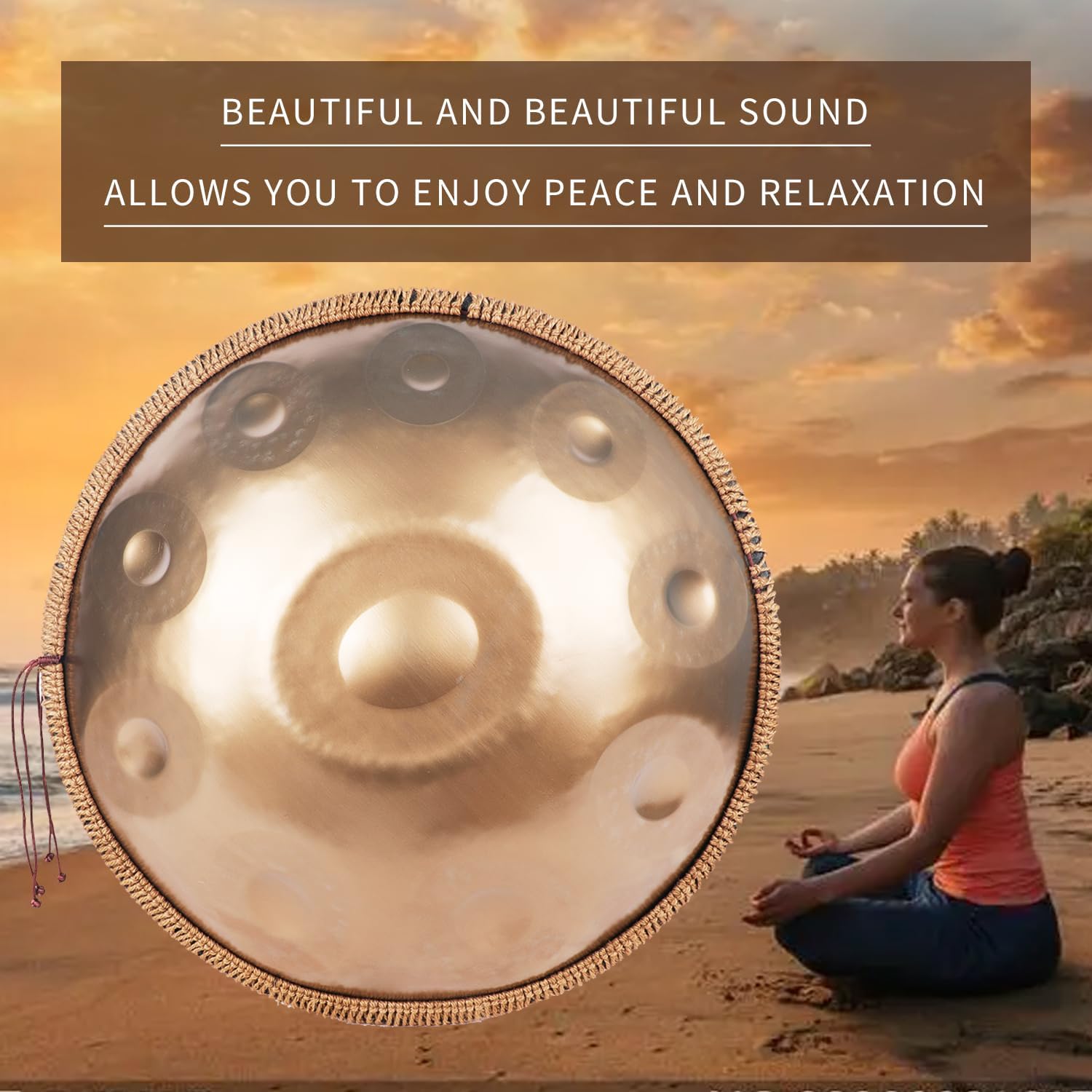 Handpan drum 22 inches 10 notes 432 Hz with carry bag T326254