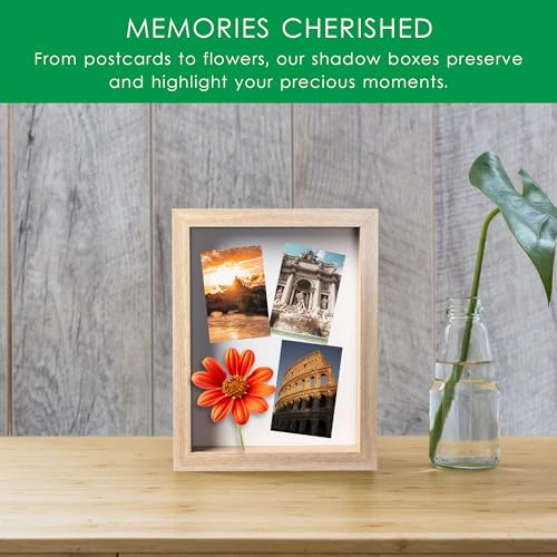 11" x 11" Dark Oak Wooden Shadow Box Frame with Tempered Glass and Felt Back I172