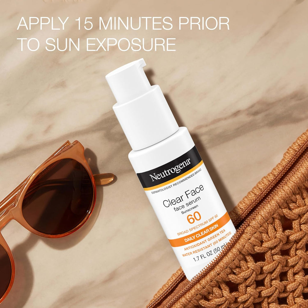 Face Serum Sunscreen SPF 60, Non-Comedogenic, Lightweight UVA/UVB Protection B42012