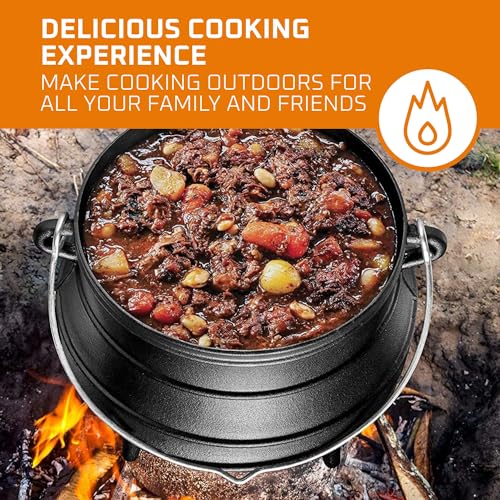 Pre-Seasoned Cast Iron Cauldron with Lid, 3 Legs, 10 Quarts U150