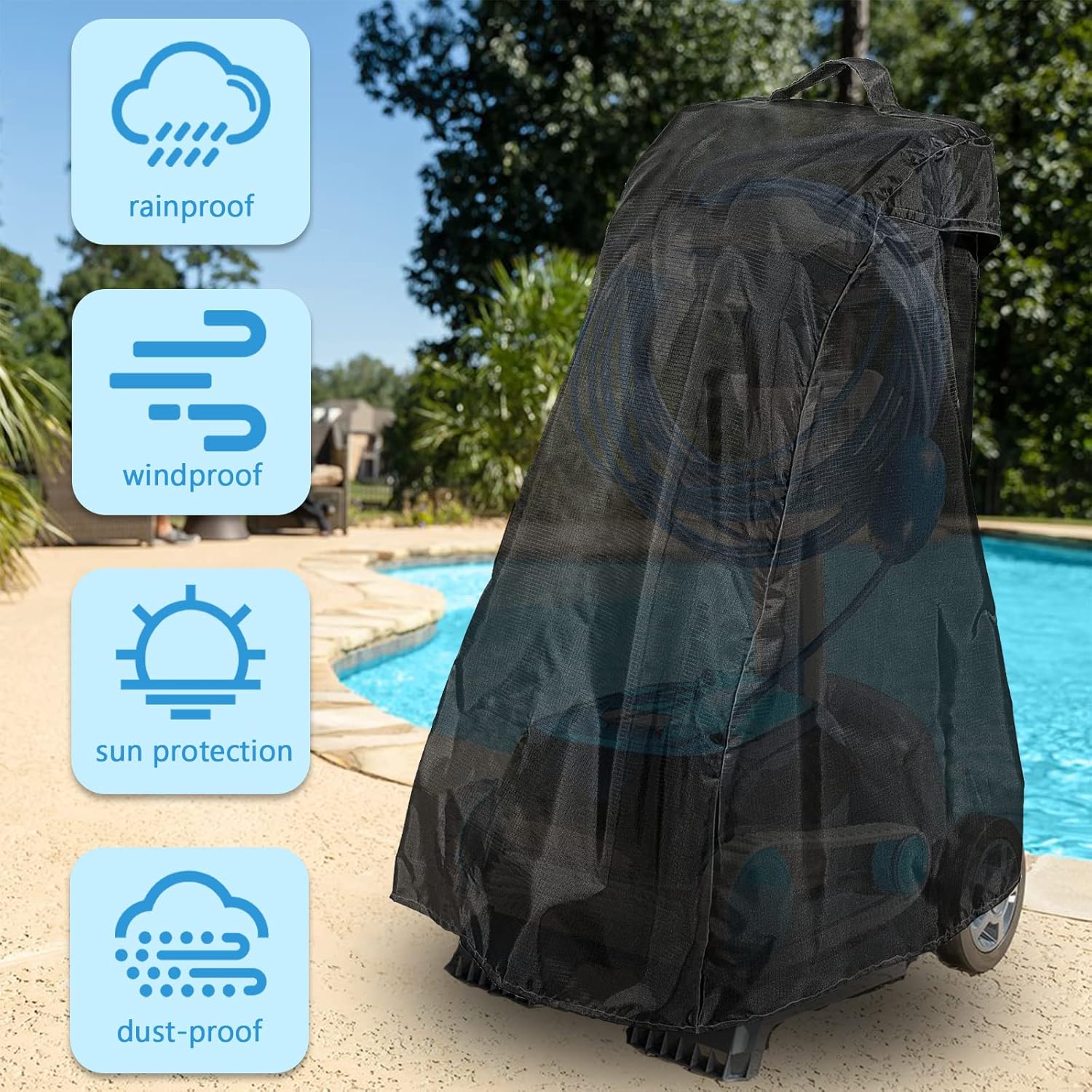 Swimming Pool Cleaner Caddy Cover, Oxford 330D Fabric, Waterproof, All-Season Protection I273745
