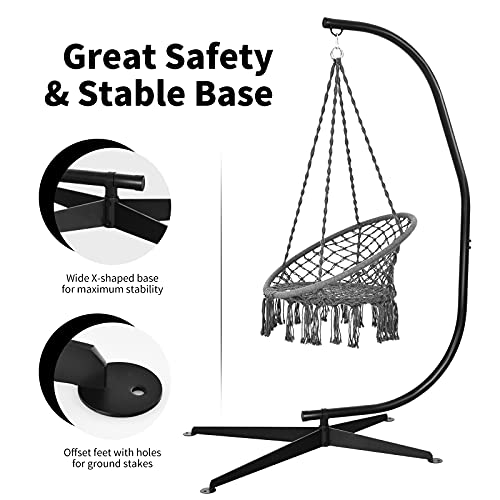 Hammock Chair Stand Only, Heavy-Duty Steel, 330 LBS Capacity, Indoor Outdoor, Black E6529