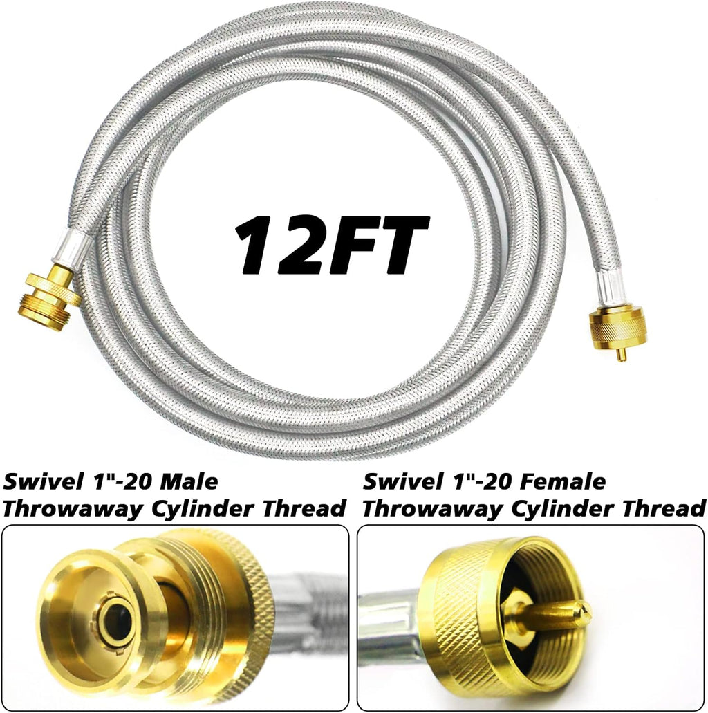 Propane Brass 4 Port Tee Kit with 5FT and 12FT Stainless Braided Hoses L58566