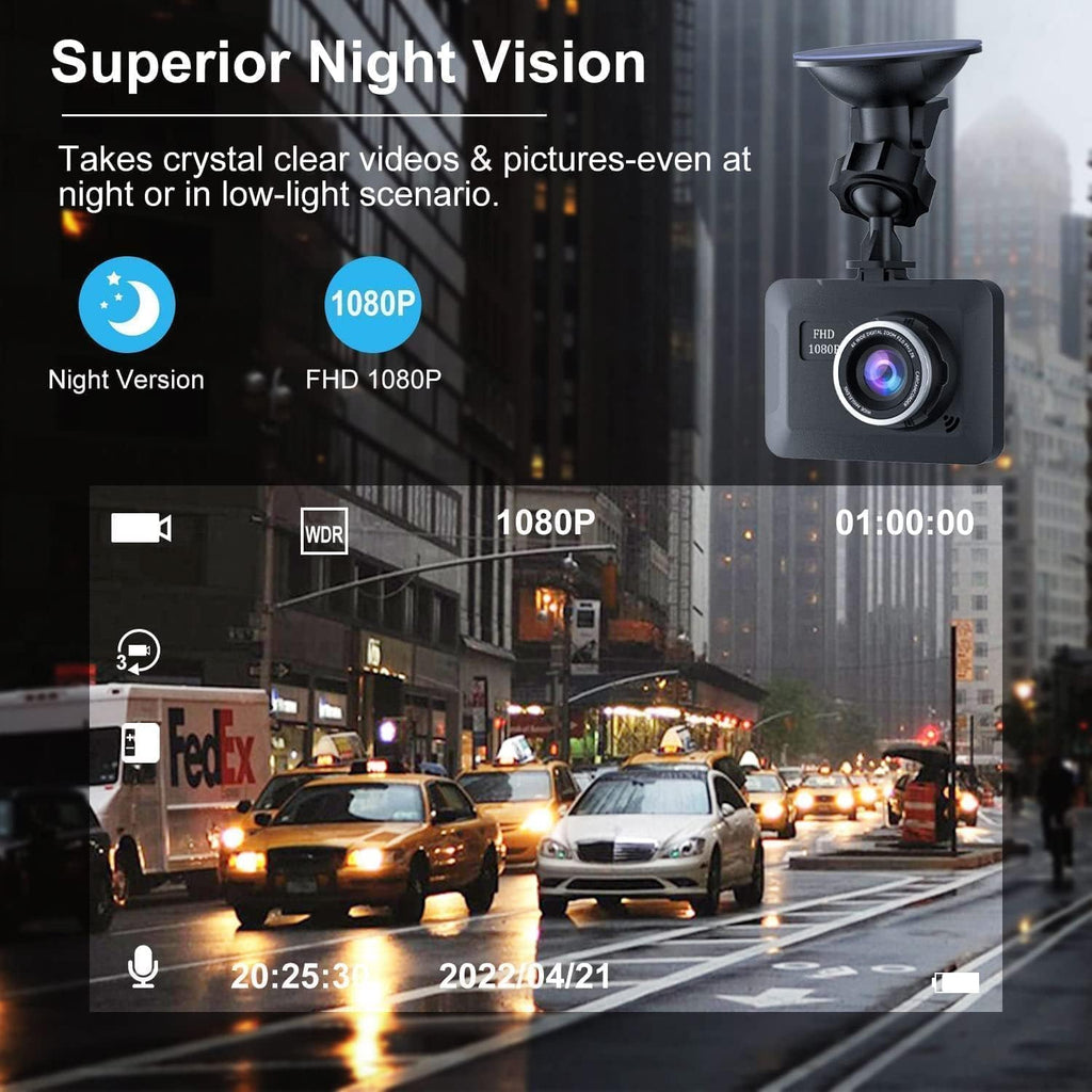 Dash Camera for Car, 1080P Full HD, 170° Wide Angle, Night Vision, Loop Recording, G Sensor H65755