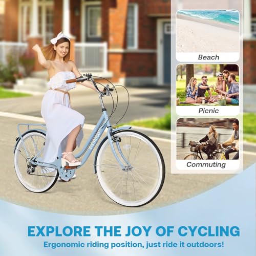 Women's 26 Inch Beach Cruiser Bike, 7 Speed Y624182