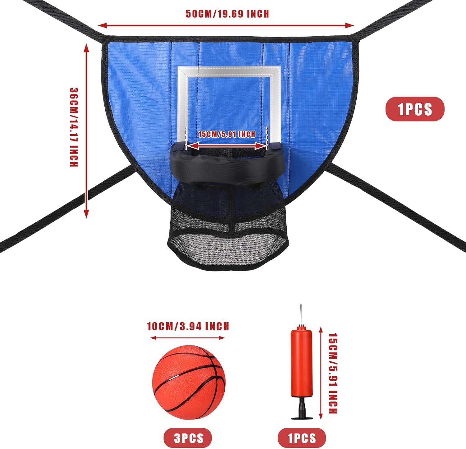Trampoline Basketball Hoop Set with Mini Basketballs and Pump Q263