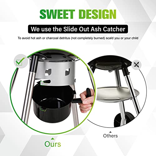 18" Kettle Charcoal Grill with Slide Out Ash Catcher, Outdoor BBQ X780