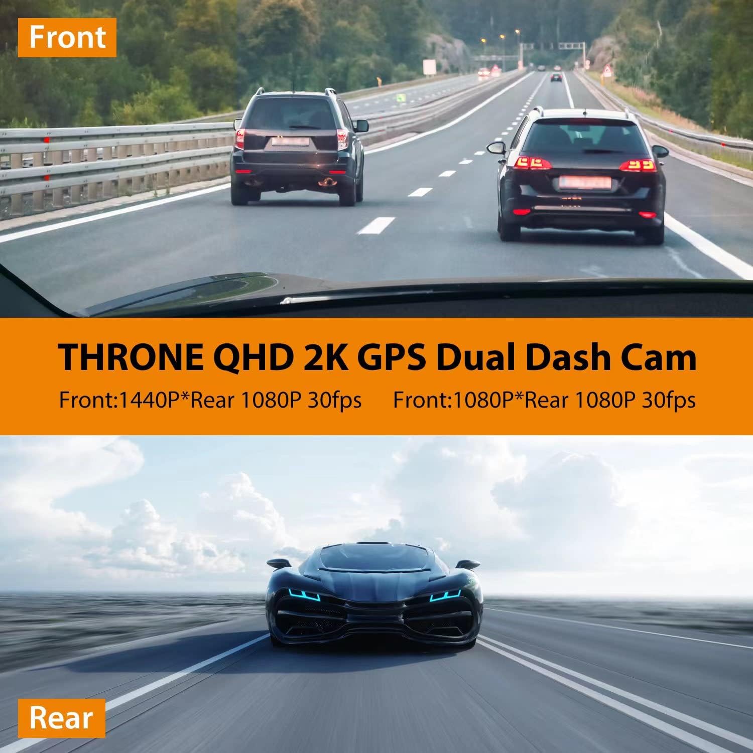 Dash Cam Front and Rear 2K 1440P with WiFi and Night Vision X11809