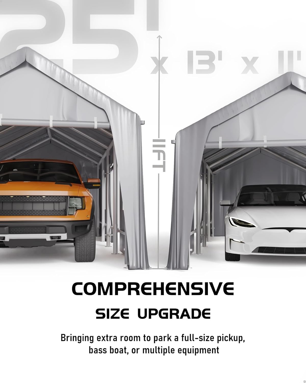 Windproof Portable Carport Garage with Reinforced Frame and Doors E22910