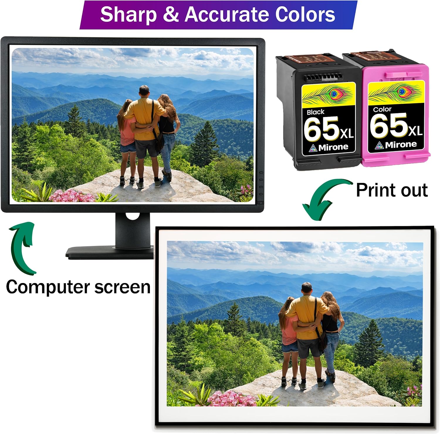 Remanufactured Ink Cartridges 65 65XL Black Combo Pack 2pk Y505